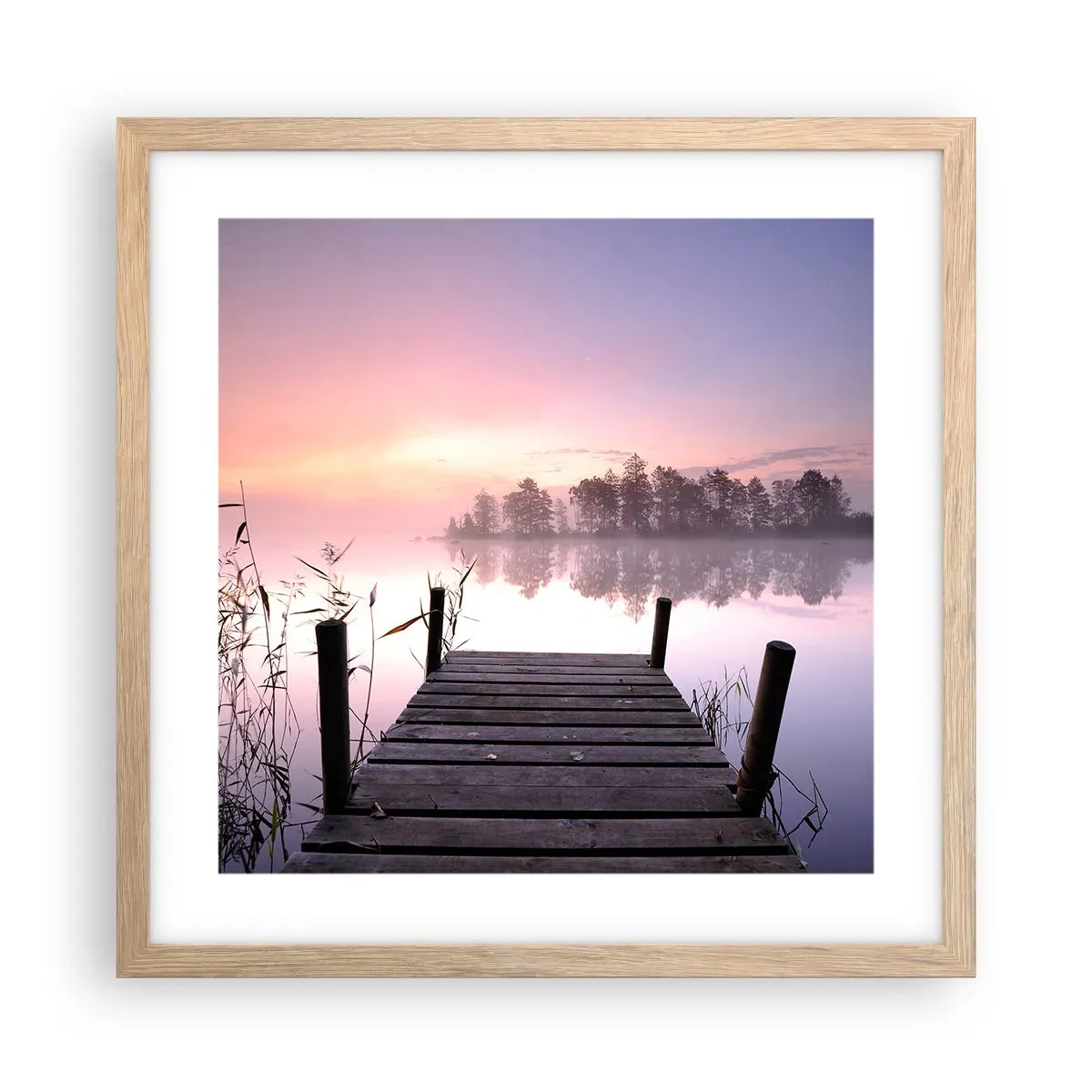 Affiche dans un chêne clair - Poster - De la brume lilas… - 40x40 cm