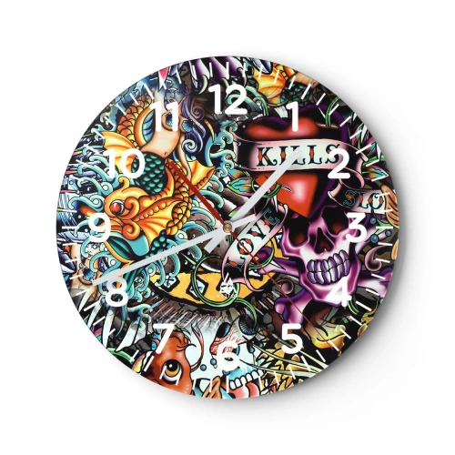 Horloge murale - Pendule murale - Le rêve du tatoueur - 40x40 cm