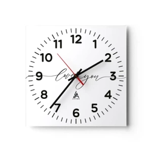 Horloge murale - Pendule murale - Noir sur blanc - 30x30 cm