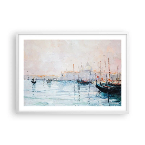 Affiche dans un cadre blanc - Poster - Derrière l'eau, derrière le brouillard - 70x50 cm