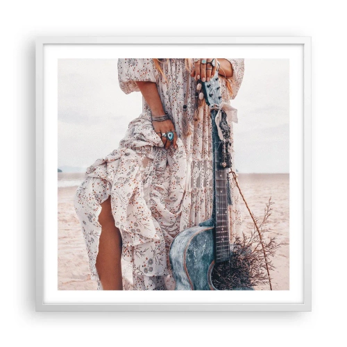 Affiche dans un cadre blanc - Poster - Enfant de fleur en route - 60x60 cm