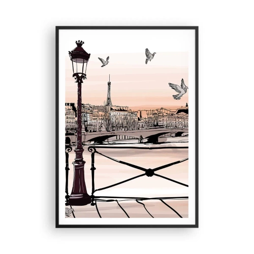 Affiche dans un cadre noir - Poster - Sur les toits de Paris - 70x100 cm