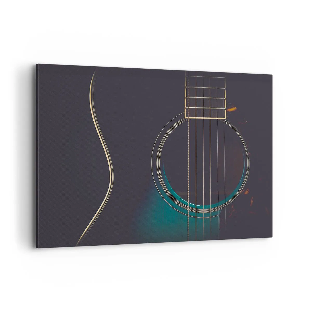 Impression sur toile - Image sur toile - Guitare acoustique dans une lumière sombre et élégante - 100x70cm - Le calme avant la tempête - Décoration murale moderne pour le salon et la chambre ARTTOR