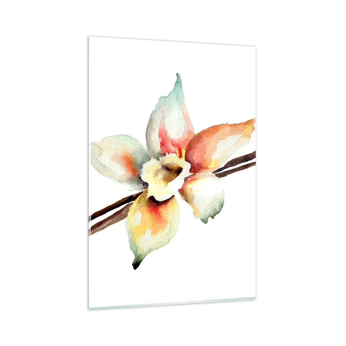 Impression sur verre - Image sur verre - Illustration florale à l'aquarelle aux couleurs pastel - 80x120cm - Douceur de couleur renversée - Décoration murale moderne pour le salon et la chambre ARTTOR