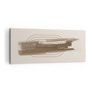 Impression sur toile - Image sur toile - Une composition minimaliste dans les tons beige et gris avec un motif géométrique - 120x50cm - Parfum de gris - Décoration murale moderne pour le salon et la chambre ARTTOR