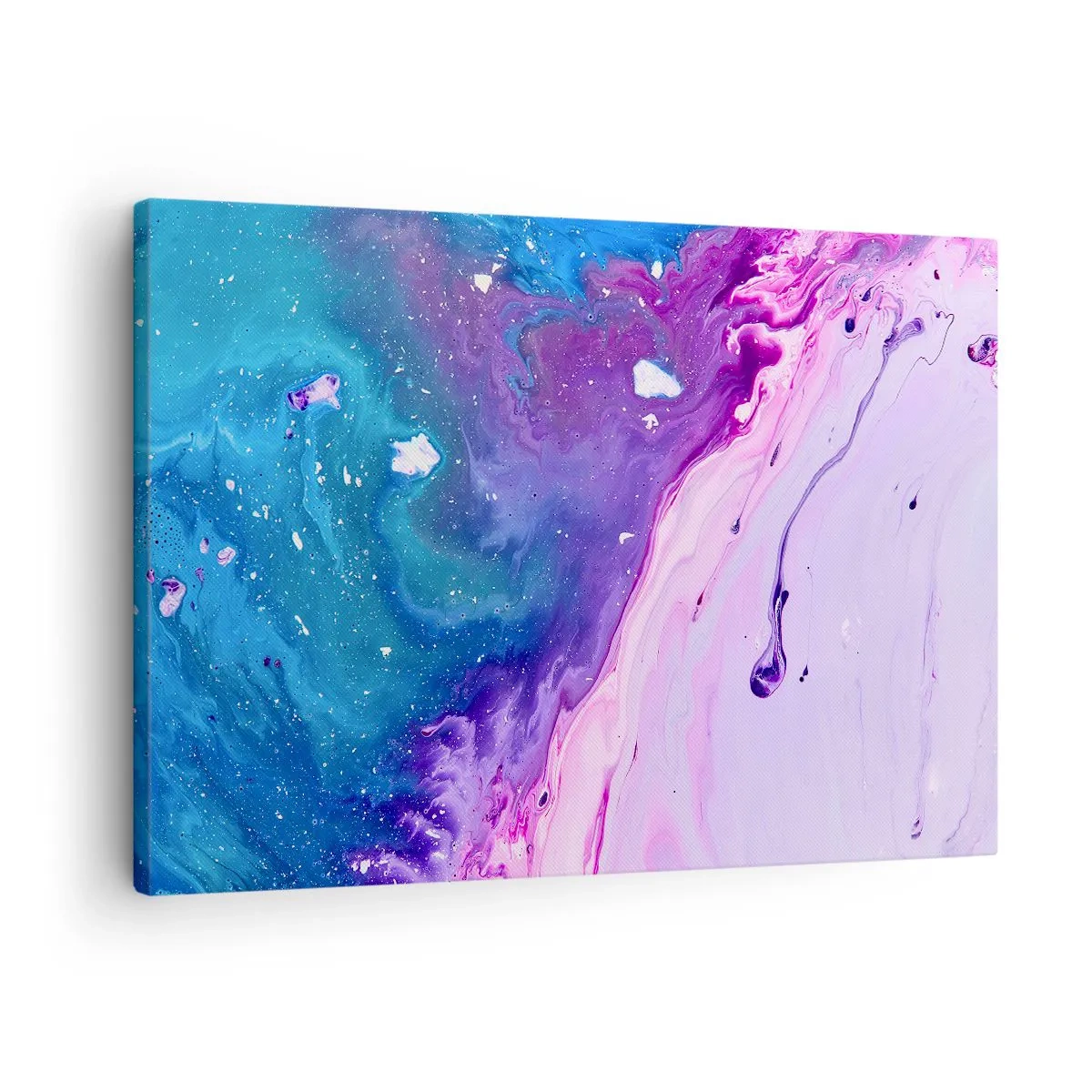 Impression sur toile - Image sur toile - Abstraction aux couleurs violettes et turquoise inspirée des contrastes - 70x50cm - Yin et yang - Décoration murale moderne pour le salon et la chambre ARTTOR