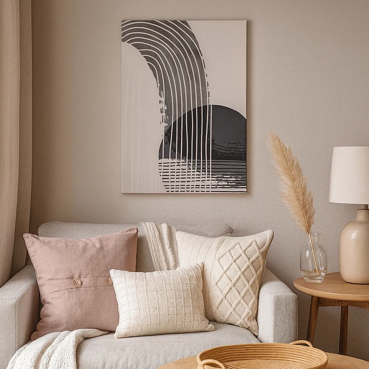 Impression sur toile - Image sur toile - Motif abstrait avec des lignes et des formes géométriques - 50x70cm - Aller et retour - Décoration murale moderne pour le salon et la chambre ARTTOR