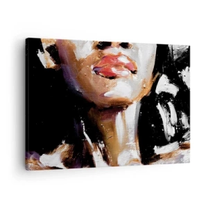 Impression sur toile - Image sur toile - Portrait d'une femme dans un style pictural expressif sur un fond sombre - 70x50cm - Fierté sans préjugés - Décoration murale moderne pour le salon et la chambre ARTTOR