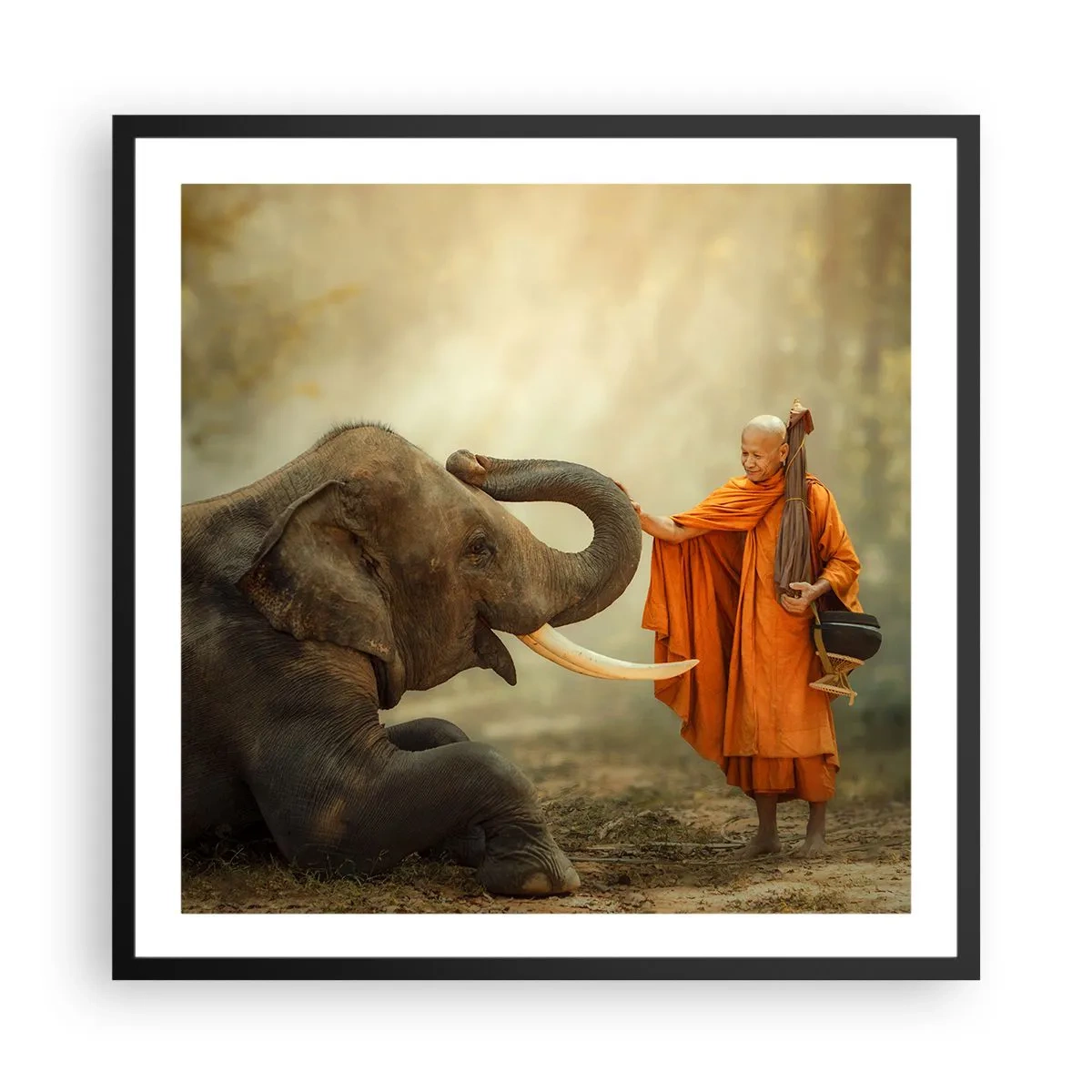 Affiche dans un cadre noir - Poster - Rencontre en voyageant - 60x60 cm