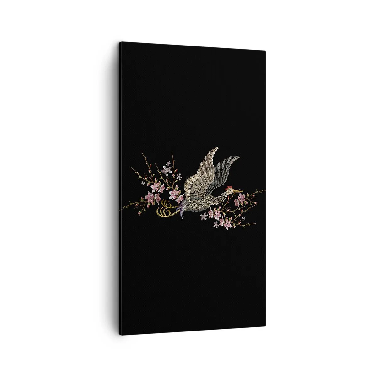 Impression sur toile - Image sur toile - Oiseau brodé exotique - 45x80 cm