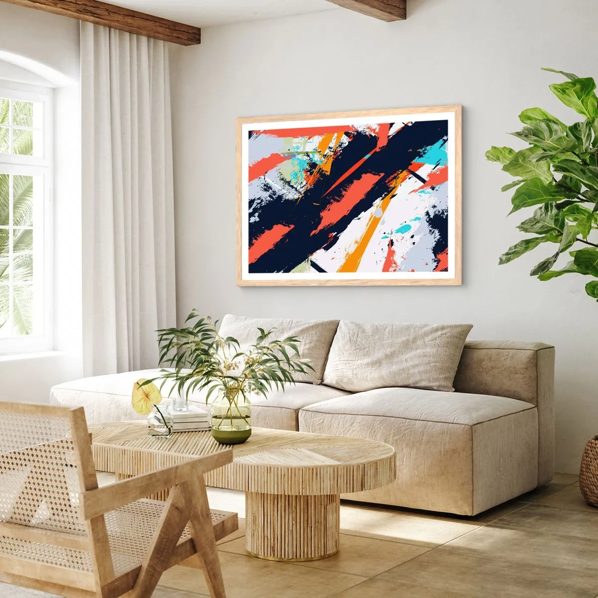 Affiche dans un chêne clair - Poster - Composition dynamique - 100x70 cm