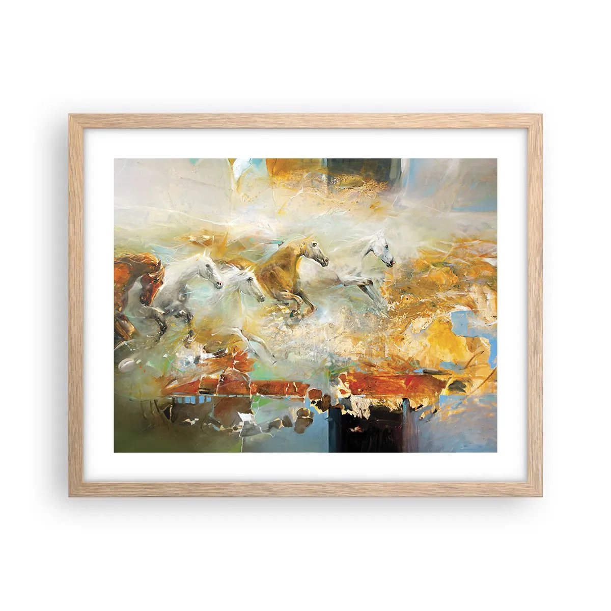 Affiche dans un chêne clair - Poster - Au galop vers la lumière - 50x40 cm