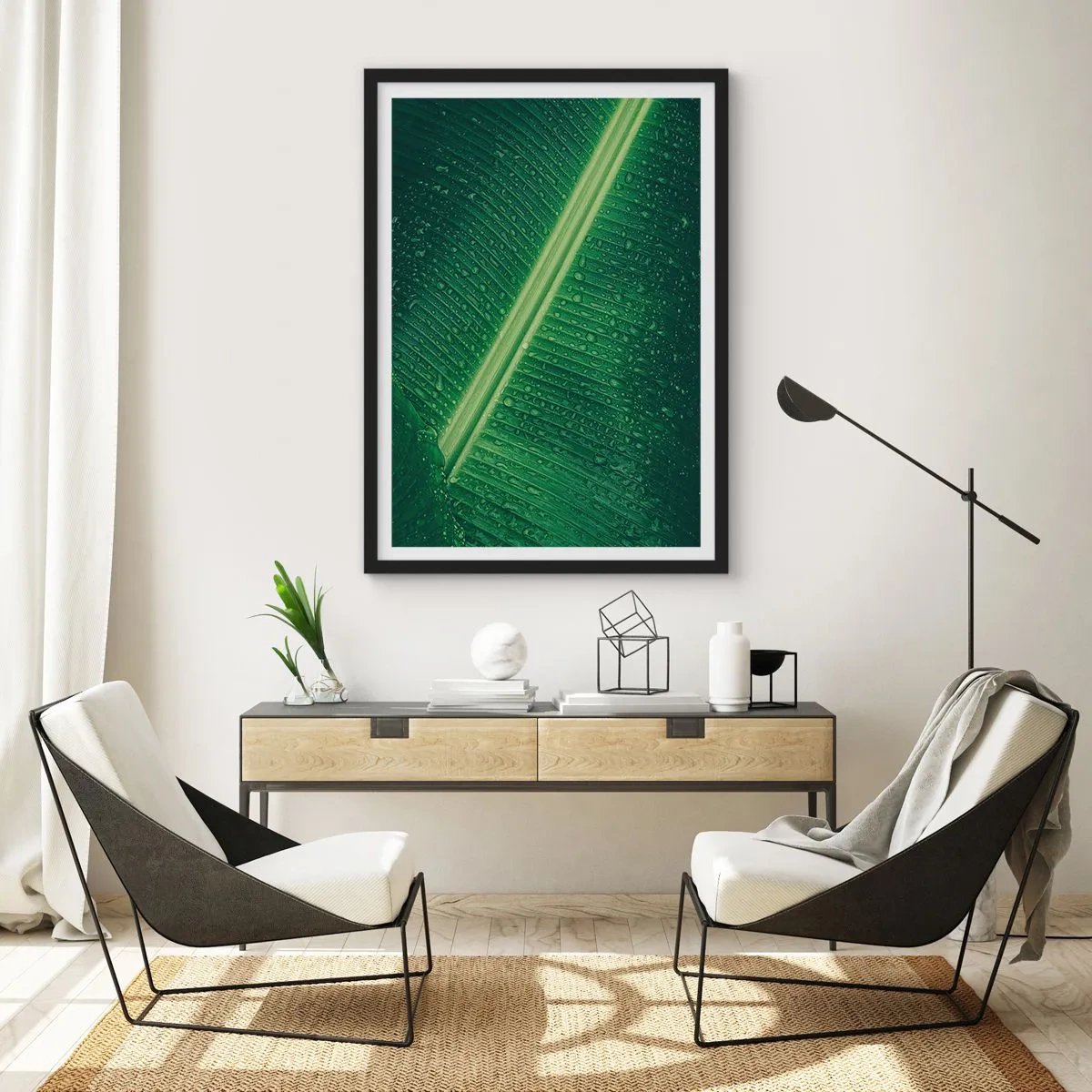 Affiche dans un cadre noir - Poster - Structure de vert - 70x100 cm