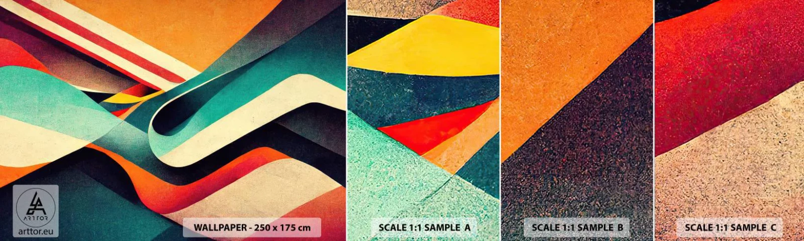 Échantillon de Papier Peint Autocollant Deluxe Sticker - Composition intense - Abstraction, Morceau, Lignes - 100x30 cm