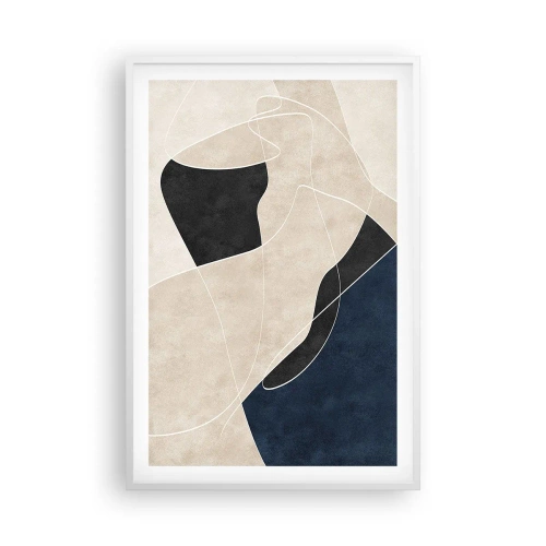 Affiche dans un cadre blanc - Poster - Composition abstraite - contraste de couleurs - 61x91 cm