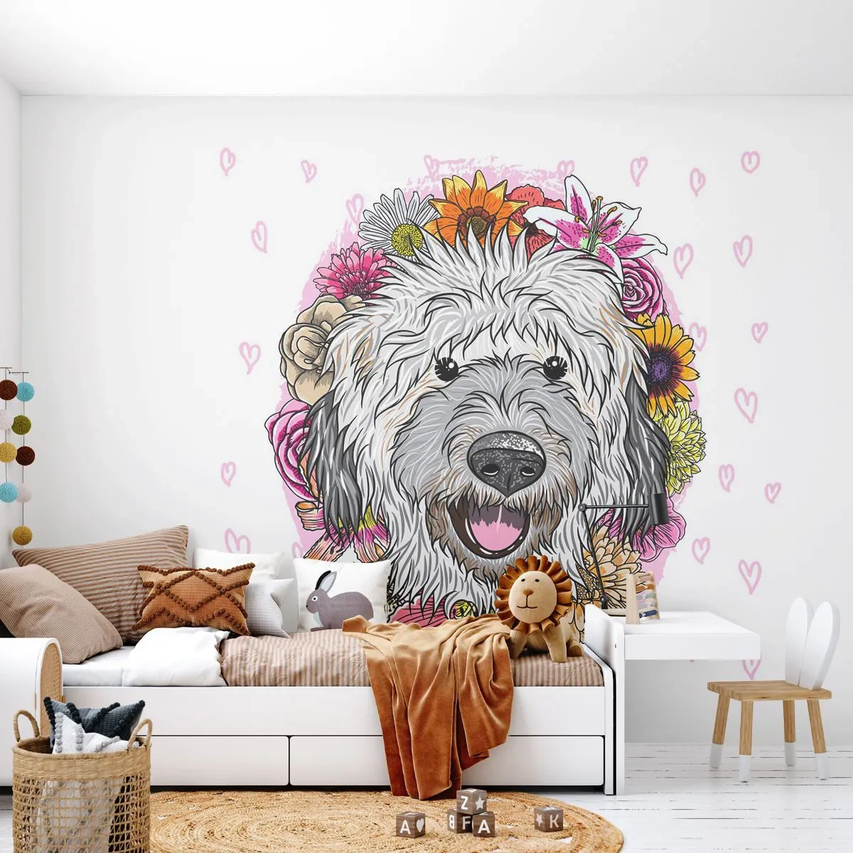 Papier Peint Autocollant Deluxe Sticker - La joie du chiot - Abstraction, Chien, Pour les enfants - 250x175 cm