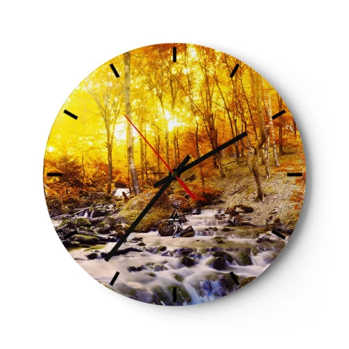 Horloge murale - Pendule murale - Pierres serties d'or et de platine - 40x40 cm