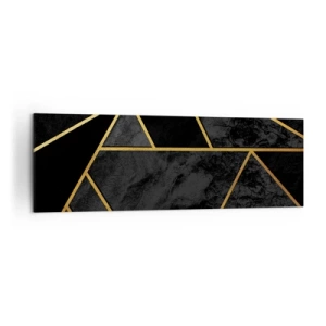 Impression sur toile - Image sur toile - Motif géométrique doré sur fond noir - 160x50cm - Obscurité et éclat - Décoration murale moderne pour le salon et la chambre ARTTOR