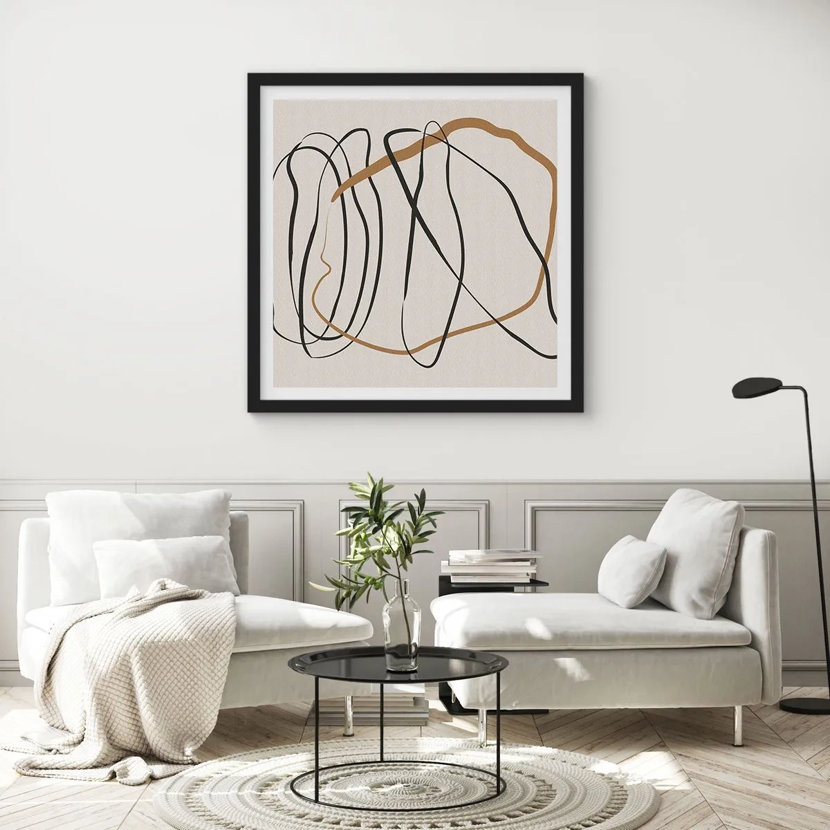 Affiche dans un cadre noir - Poster - Composition – danse en boucle - 40x40 cm