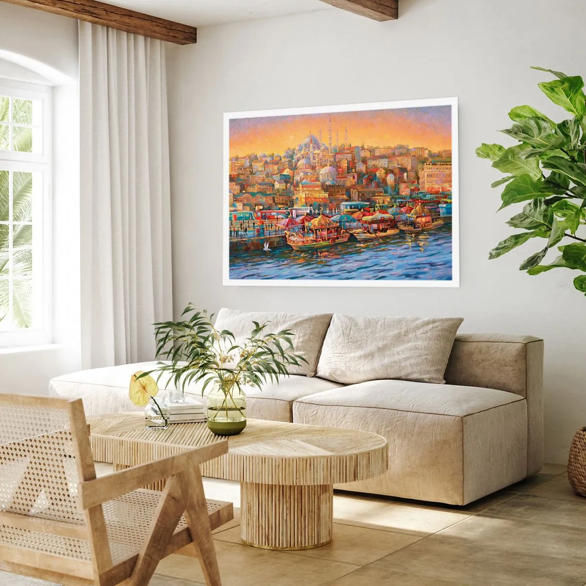 Affiche - Poster - Panorama pittoresque d'Istanbul avec vue sur la baie et la ville - 100x70cm - Conte d'Istanbul - Décoration murale moderne pour le salon et la chambre ARTTOR