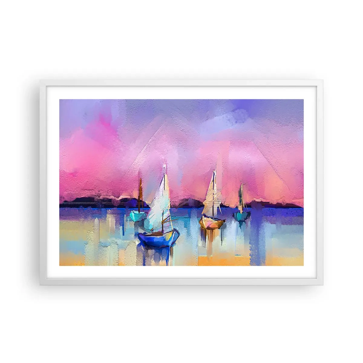 Affiche dans un cadre blanc - Poster - Direction: les eaux larges - 70x50 cm