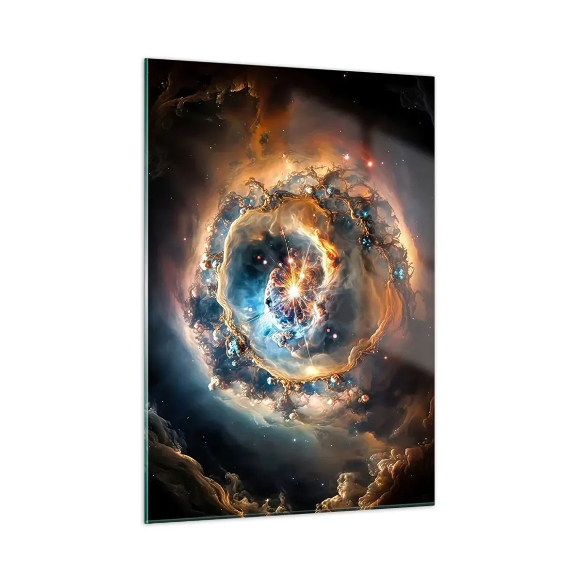 Impression sur verre - Image sur verre - Une explosion cosmique au centre d'un vortex galactique - 50x70cm - Le début - Décoration murale moderne pour le salon et la chambre ARTTOR