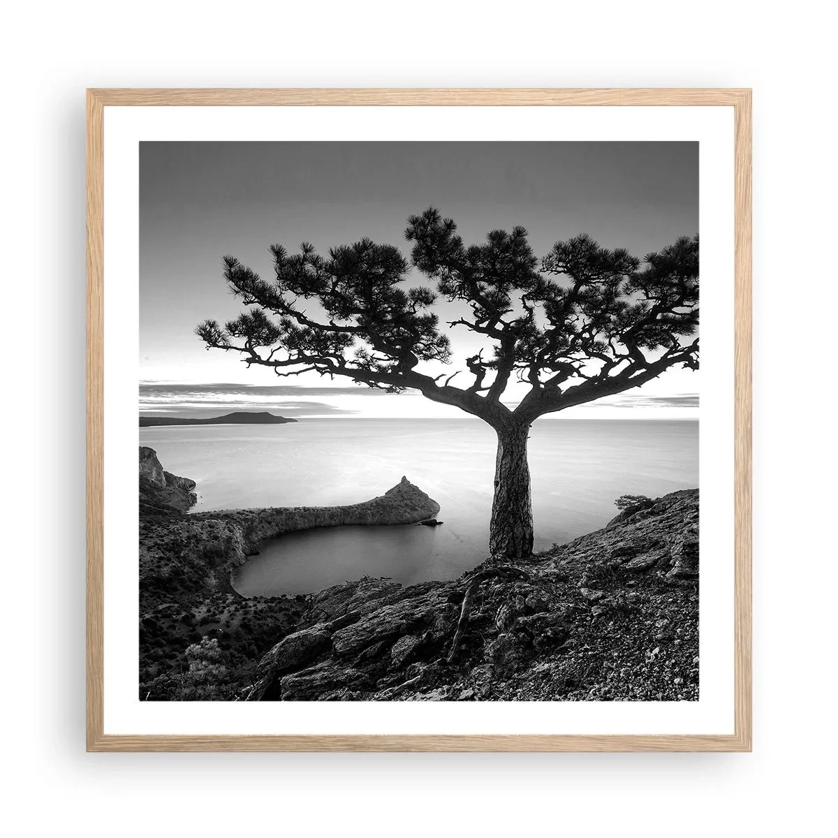 Affiche dans un chêne clair - Poster - Paix jusqu'à l'horizon - 60x60 cm