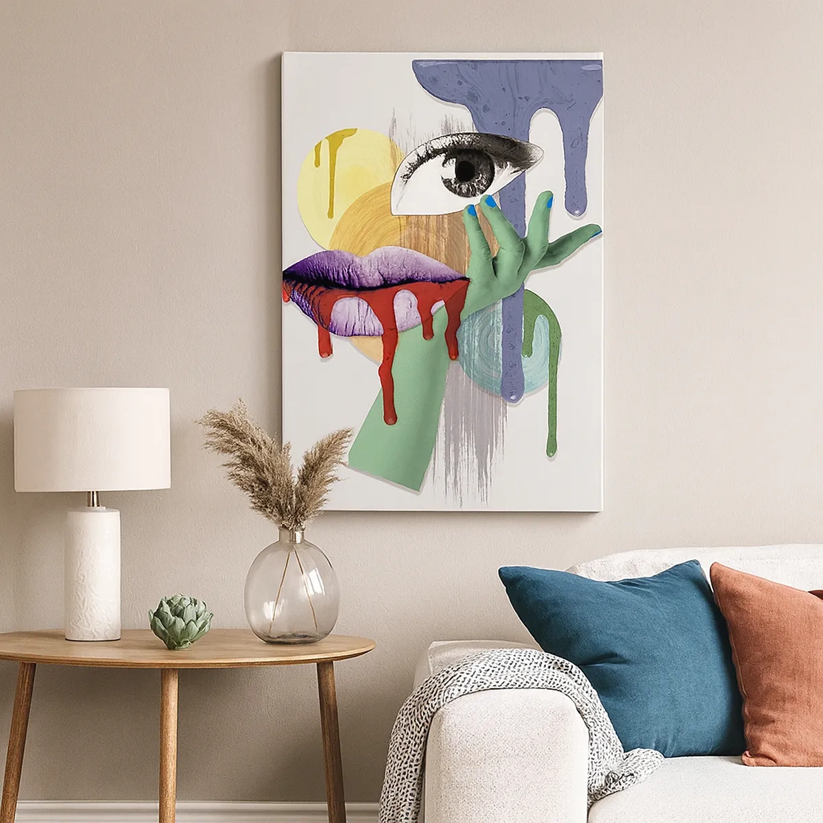 Impression sur toile - Image sur toile - Portrait déconstruit avec des éléments abstraits - 50x70cm - Un portrait déconstruit - Décoration murale moderne pour le salon et la chambre ARTTOR