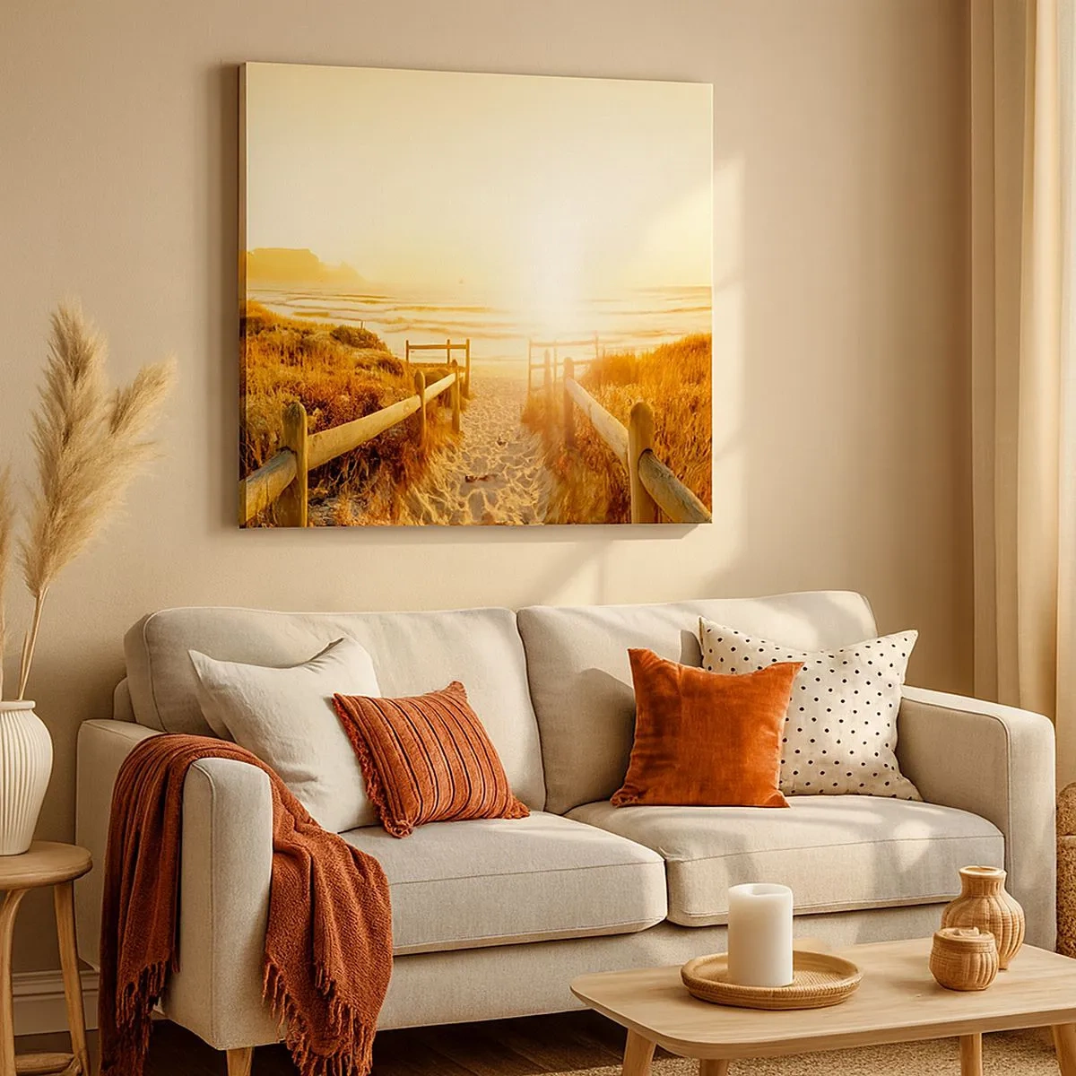 Impression sur toile - Image sur toile - A travers la dune, vers le soleil - 30x30 cm