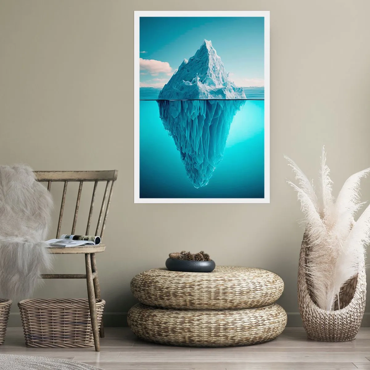 Affiche - Poster - Un iceberg avec sa partie sous-marine visible - 50x70cm - Reine de Glace - Décoration murale moderne pour le salon et la chambre ARTTOR