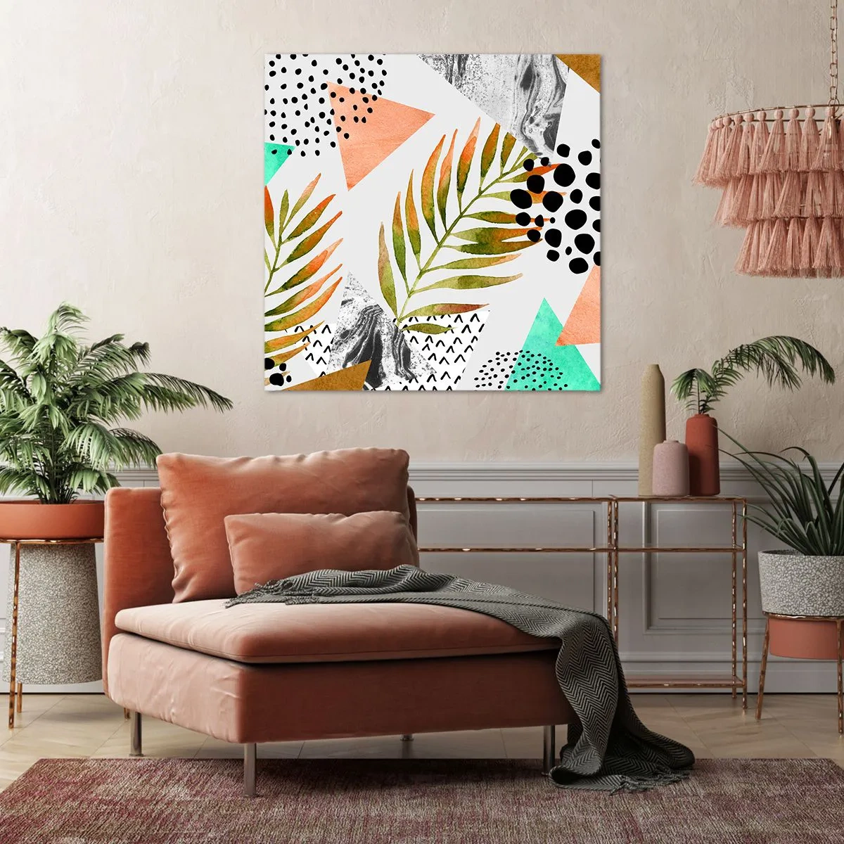 Impression sur toile - Image sur toile - Décoration avec feuille de palmier - 70x70 cm