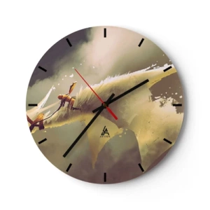 Horloge murale - Pendule murale - Un héros au combat contre un paysage mystique - 30x30cm - Le monde à la rescousse - Décoration murale moderne pour le salon, la cuisine et la chambre ARTTOR