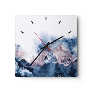 Horloge murale - Pendule murale - Montagnes à l'aquarelle dans des tons pastel sur fond blanc - 30x30cm - Ce sont des sommets ! - Décoration murale moderne pour le salon et la chambre ARTTOR