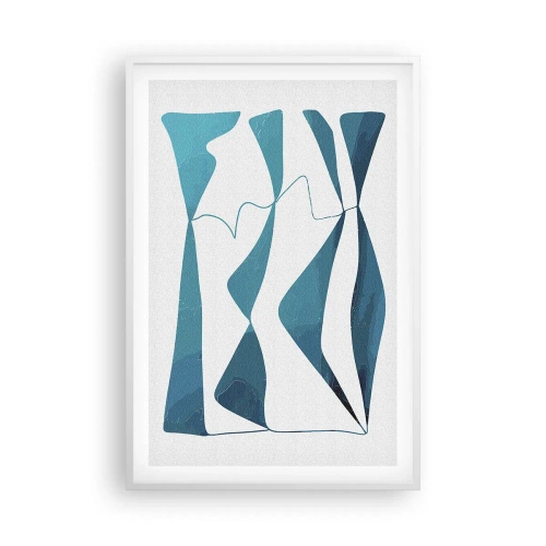 Affiche dans un cadre blanc - Poster - Abstraction : composé turquoise - 61x91 cm