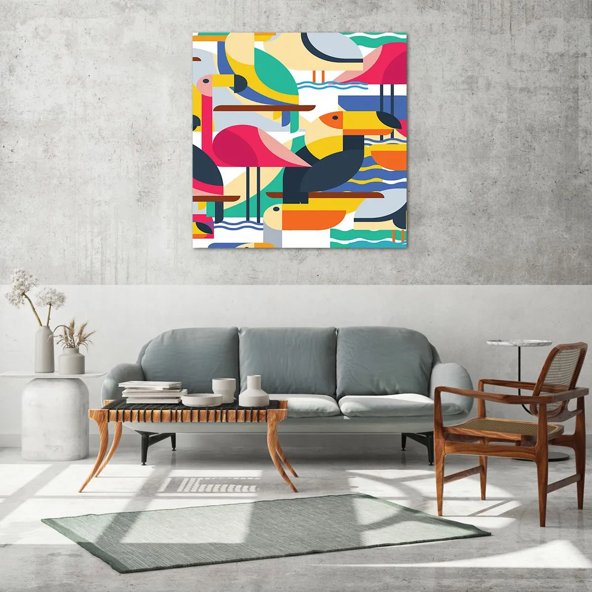 Impression sur verre - Image sur verre - Fête des oiseaux - 70x70 cm