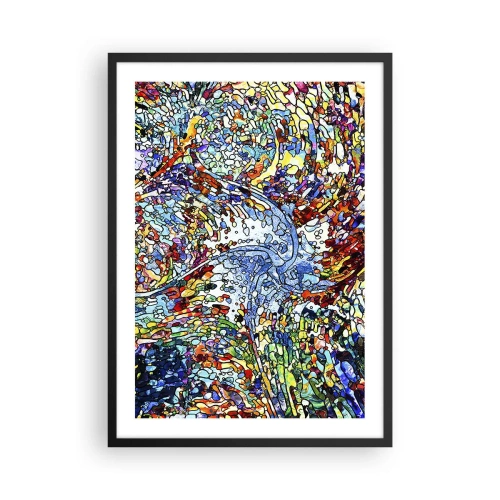 Affiche dans un cadre noir - Poster - Flux abstrait de couleurs et de structures - 50x70cm - Goutte de vitrail - Décoration murale moderne pour le salon et la chambre ARTTOR