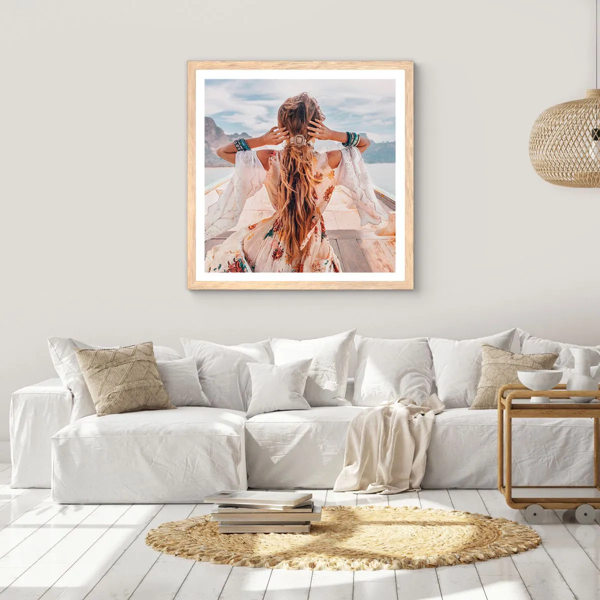 Affiche dans un chêne clair - Poster - En route vers le bonheur - 30x30 cm