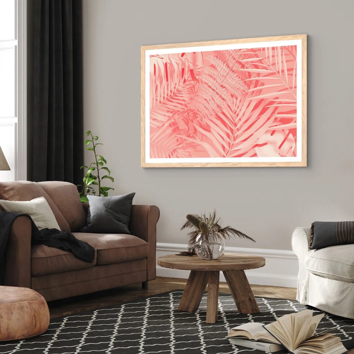 Affiche dans un chêne clair - Poster - Concept de rose - 50x40 cm