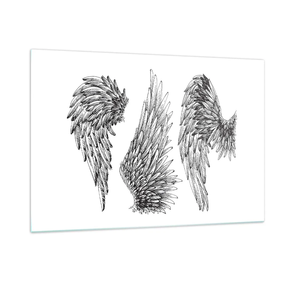 Impression sur verre - Image sur verre - Ailes d'ange en graphisme artistique noir et blanc - 120x80cm - Et tu peux devenir un ange - Décoration murale moderne pour le salon et la chambre ARTTOR