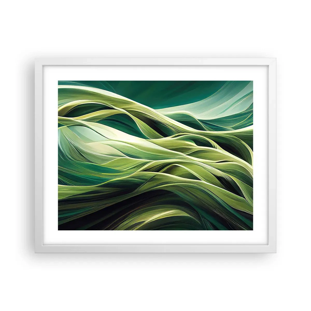 Affiche dans un cadre blanc - Poster - Jeu de vert abstrait - 50x40 cm