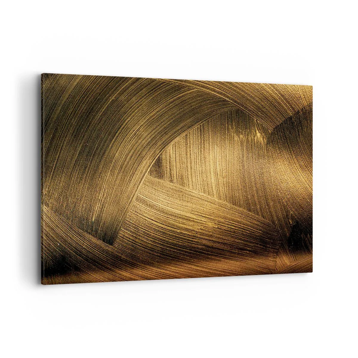 Impression sur toile - Image sur toile - Coups de pinceau abstraits dorés - 100x70cm - Dans un labyrinthe en or - Décoration murale moderne pour le salon et la chambre ARTTOR