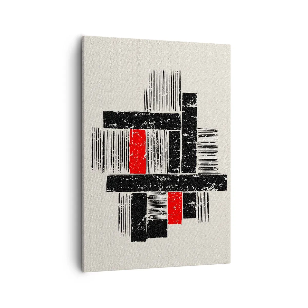 Impression sur toile - Image sur toile - Composition géométrique abstraite en noir et rouge - 50x70cm - En rouge et noir - Décoration murale moderne pour le salon et la chambre ARTTOR