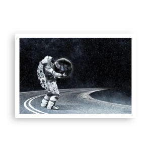 Affiche - Poster - Astronaute avec la Terre contre le ciel étoilé - 100x70cm - Sur la Voie Lactée - Décoration murale moderne pour le salon et la chambre ARTTOR