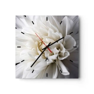 Horloge murale - Pendule murale - Une délicate fleur blanche sur fond noir dans une composition élégante - 30x30cm - Le matin de la jeune mariéé - Décoration murale moderne pour le salon et la chambre ARTTOR