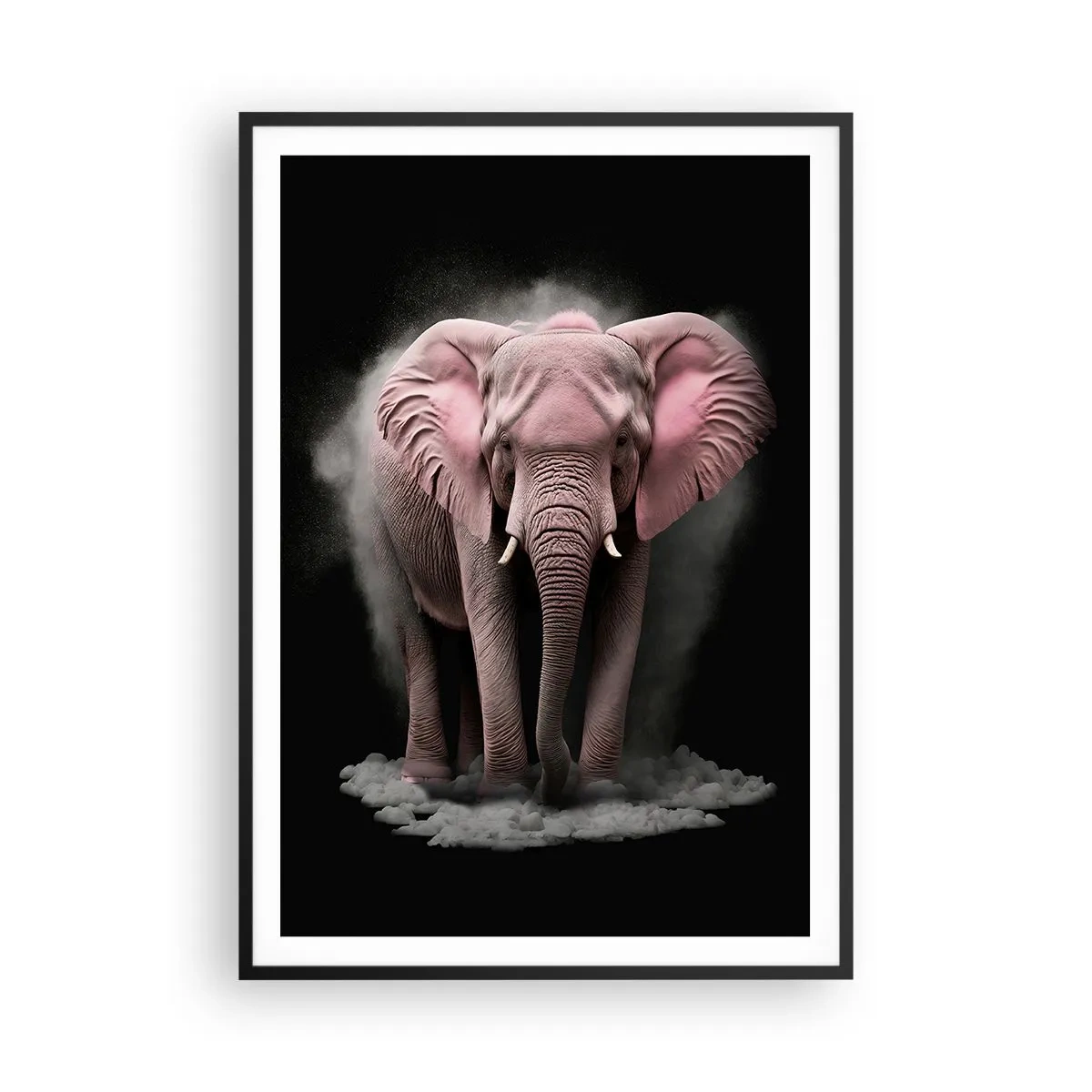 Affiche dans un cadre noir - Poster - Ne pensez pas à un éléphant rose ! - 70x100 cm