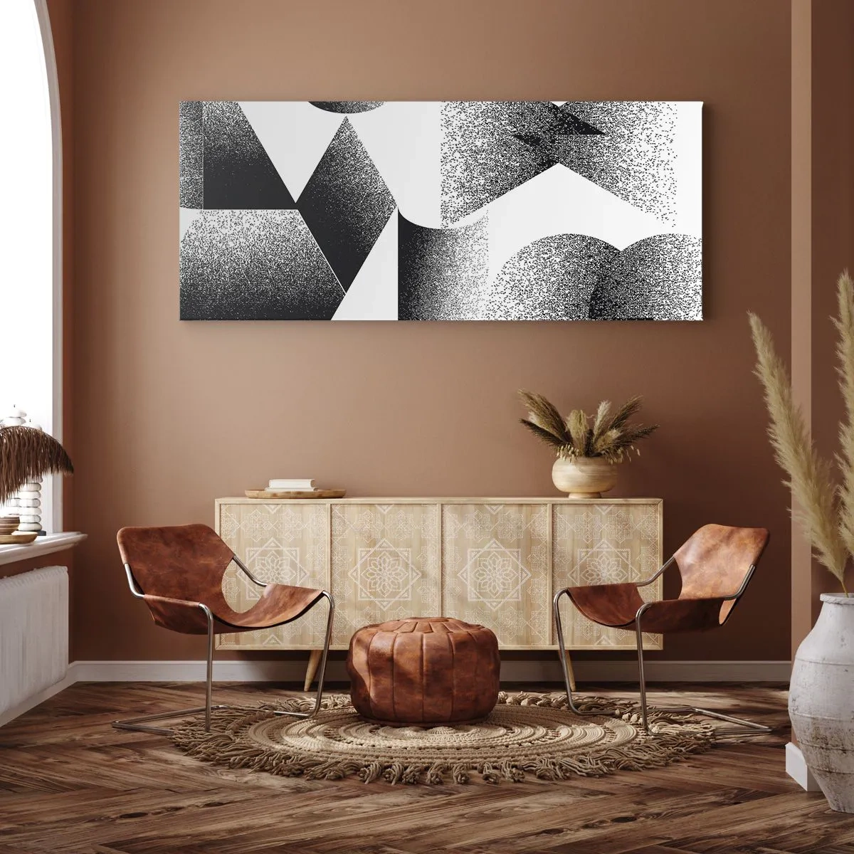 Impression sur toile - Image sur toile - Géométrie composée d'angles et de formes ovales - 120x50cm - Angles et ovales - Décoration murale moderne pour le salon et la chambre ARTTOR
