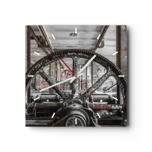 Horloge murale - Pendule murale - Un vieux mécanisme dans un intérieur industriel abandonné - 30x30cm - Vie secrète d'une usine - Décoration murale moderne pour le salon et la chambre ARTTOR