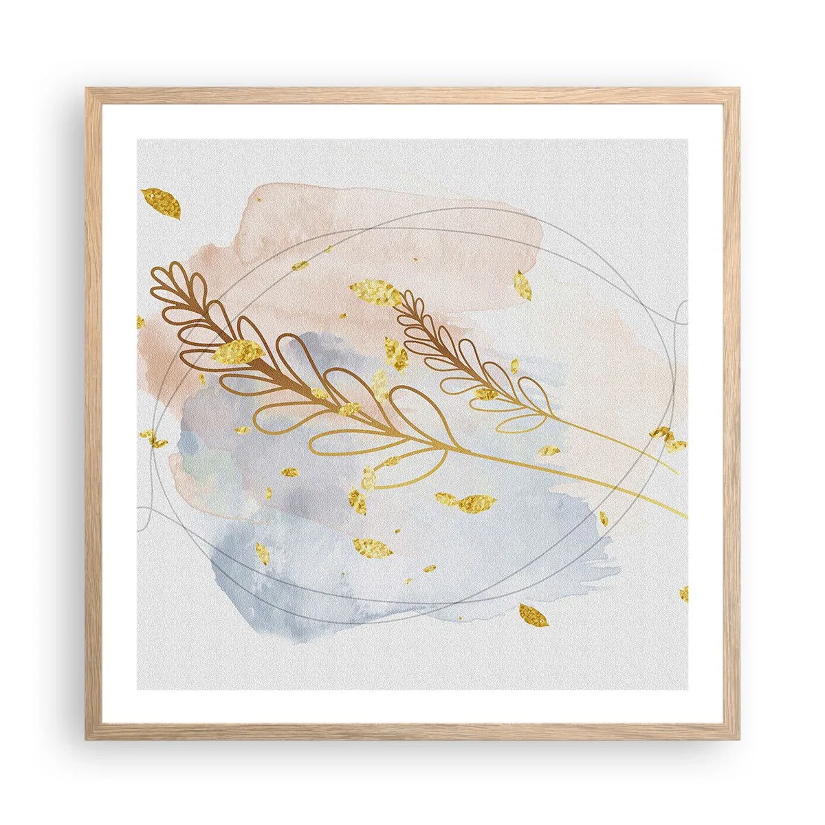 Affiche dans un chêne clair - Poster - Explosion d'or - 60x60 cm