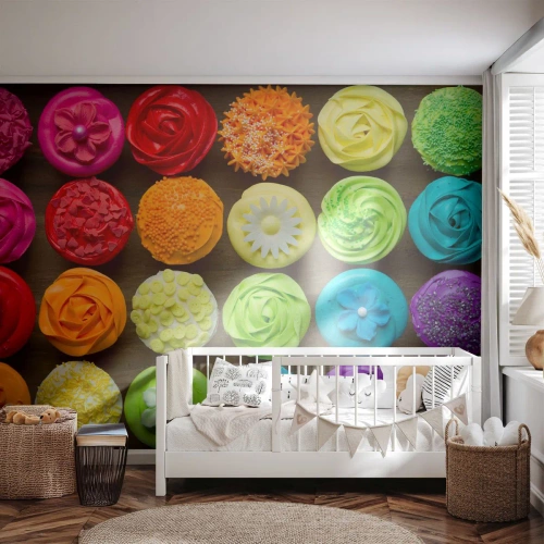 Papier Peint Photo Standard Eco - Tous différents - tous délicieux - La gastronomie, biscuits colorés, 3D - 200x140 cm