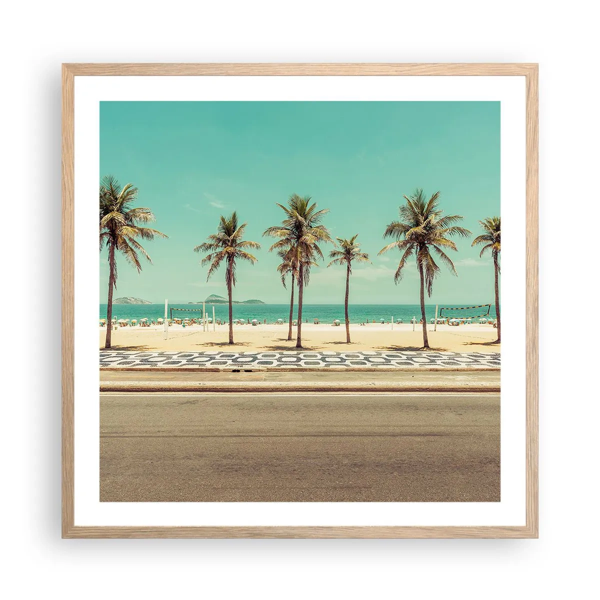 Affiche dans un chêne clair - Poster - Gardien de plage - 60x60 cm